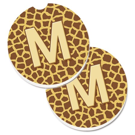 Carolines Treasures Monogram Initial M Giraffe  Cup Holder Car Coaster, PK2 CJ1025-MCARC